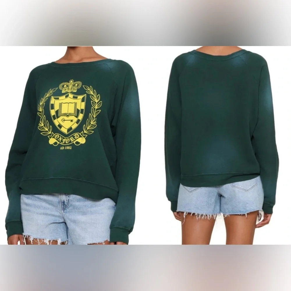 NWT Daydreamer Oxford Crest Vintage Sweatshirt - Sun faded green - XS $164 MSRP